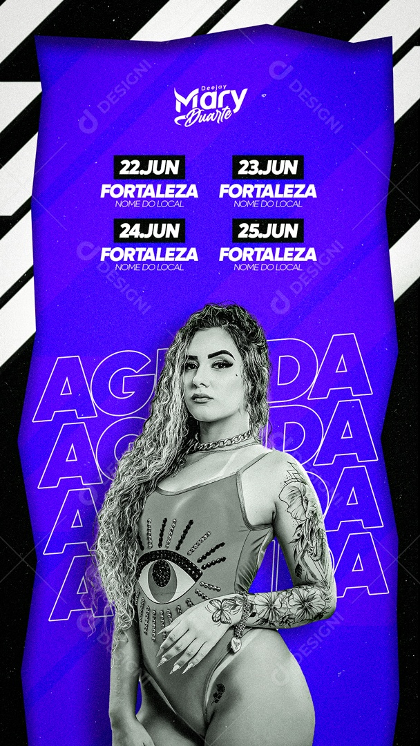 Flyer Agenda Deejay Mary Duarte Social Media PSD Editável