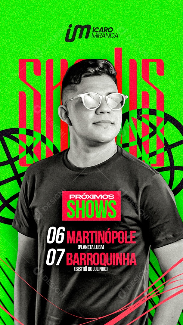 Flyer Próoximo Shows Icaro Miranda Social Media PSD Editável