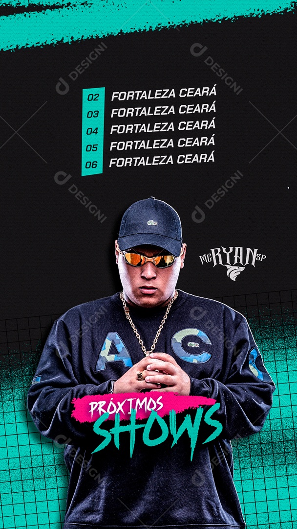 Flyer Próximo Shows MC Ryan SP Social Media PSD Editável