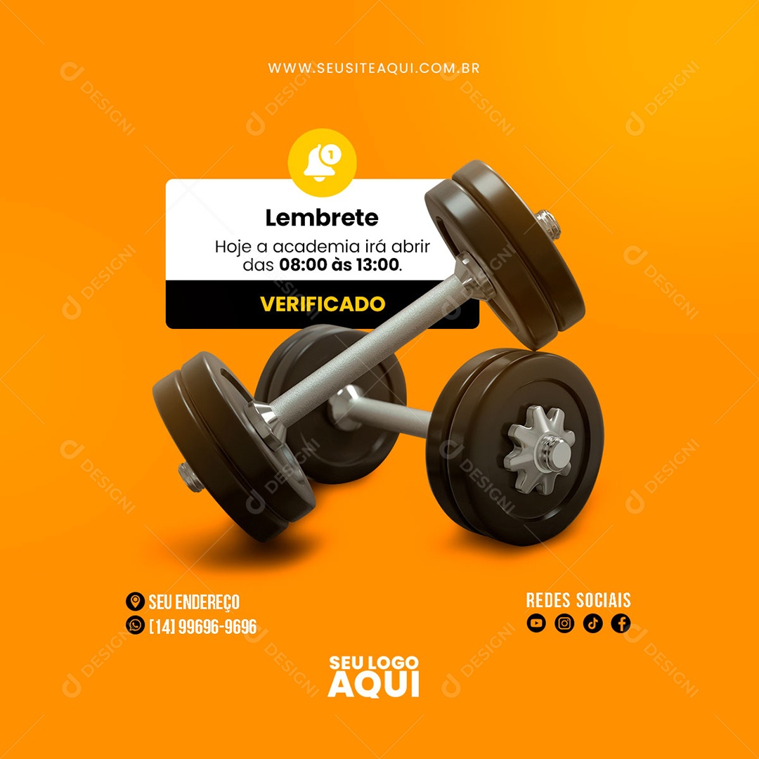 Academia Crossfit Fitness Social Media PSD Editável