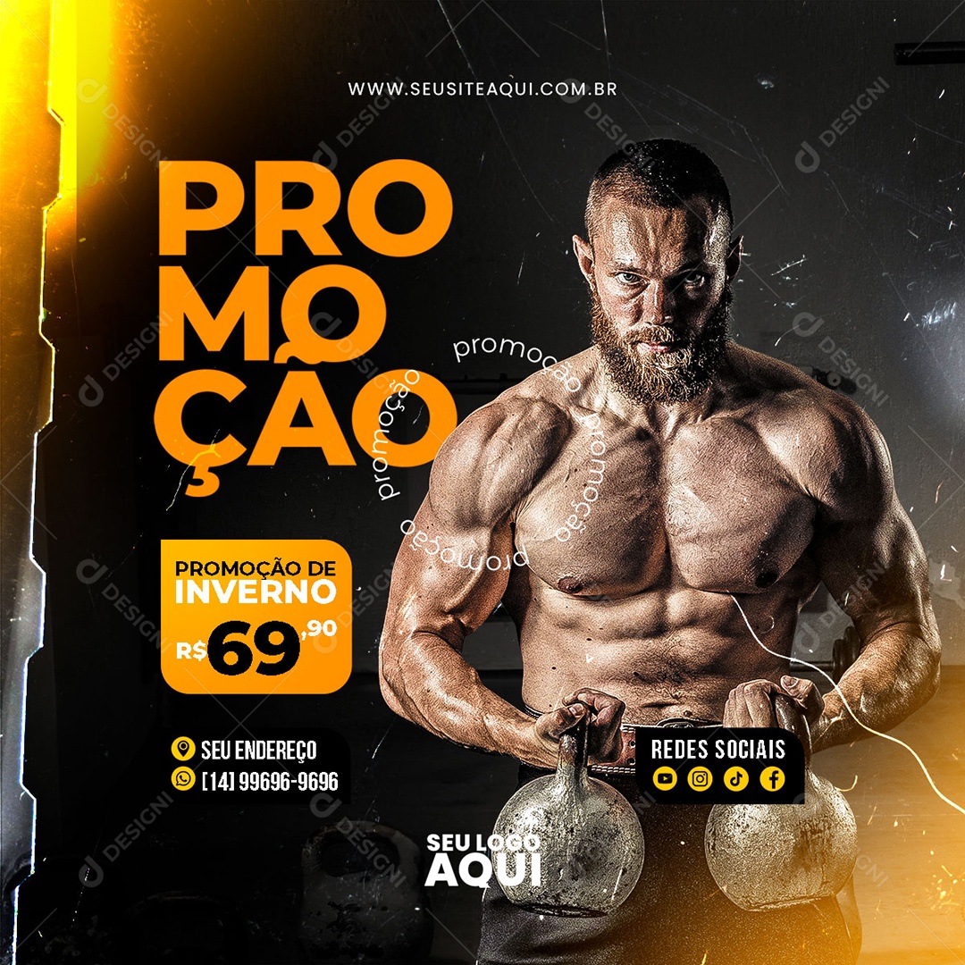 Academia Crossfit Fitness Social Media PSD Editável