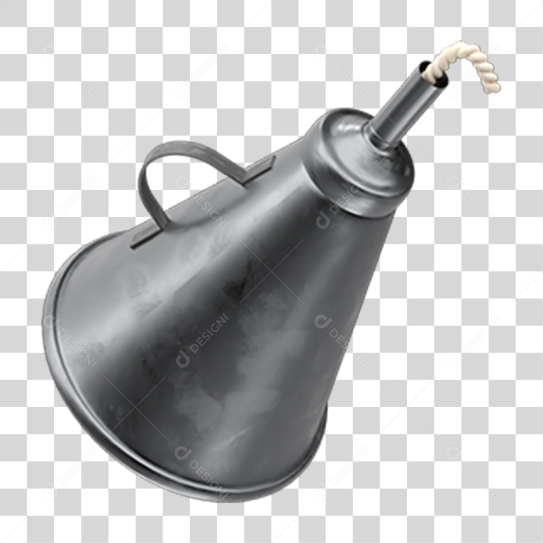 Elemento 3D Lamparina de Metal PNG Transparente