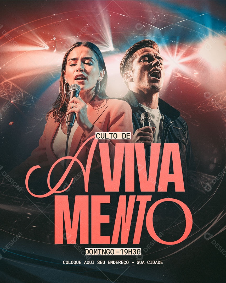 Flyer Culto de Avivamento Artistas Social Media PSD Editável