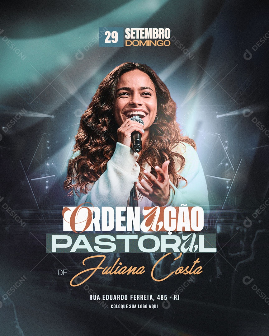 Flyer Orden Nação Pastoral de Juliana Costa Social Media PSD Editável