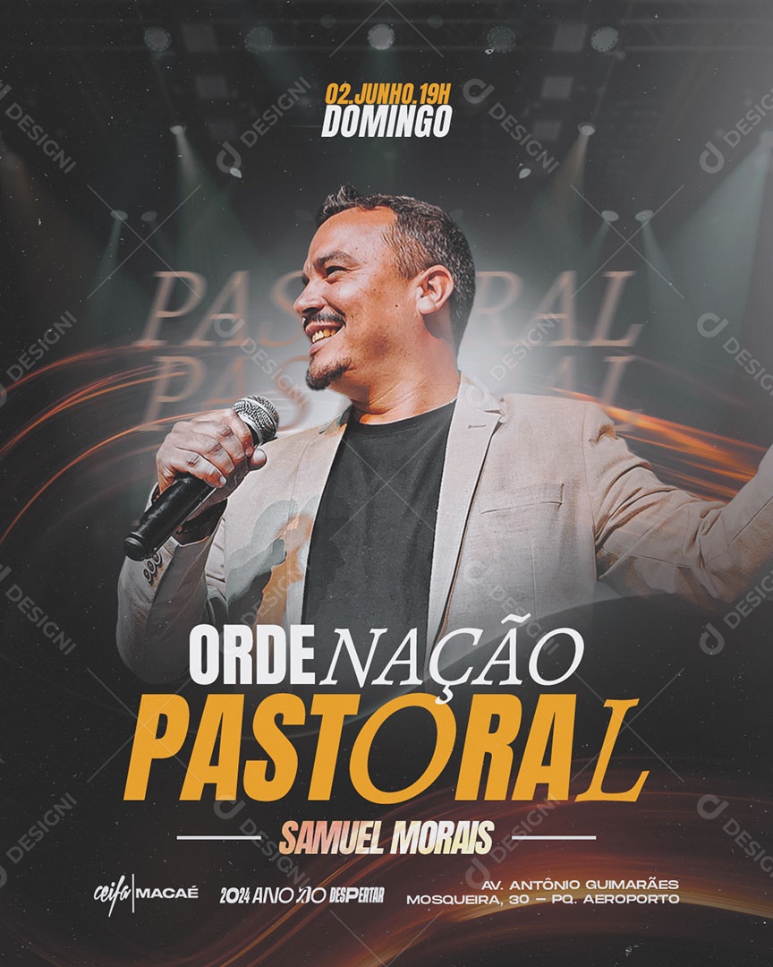 Flyer Orde Nação Pastoral Samuel Morais Social Media PSD Editável