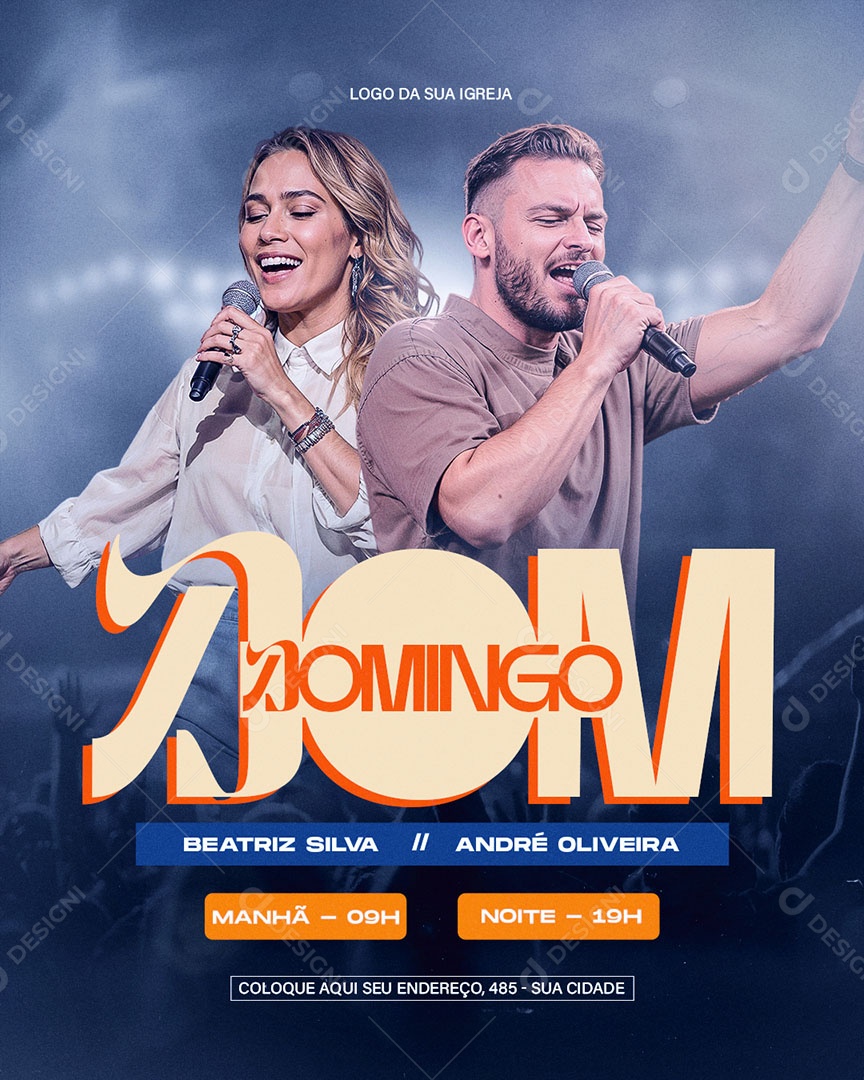 Flyer Domingo Beatriz Silva André Oliveira Social Media PSD Editável