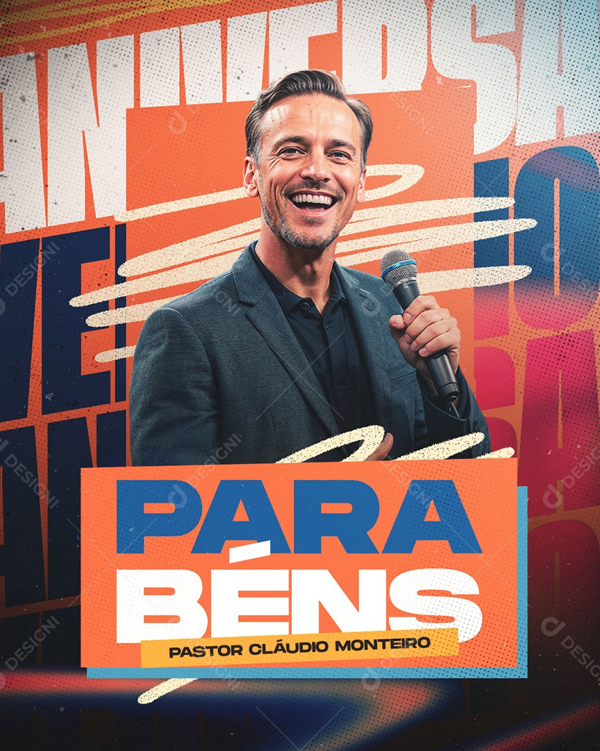 Aniversário Parabéns Pastor Cládio Monteiro Social Media PSD Editável