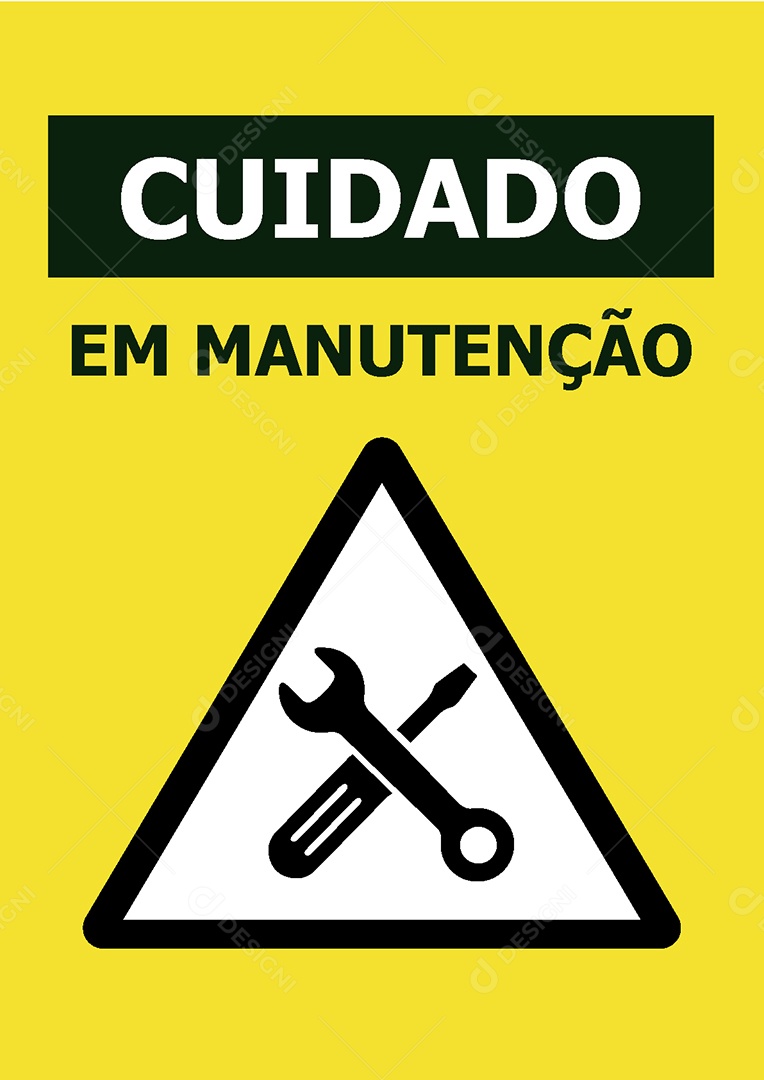 Placa de Aviso Cuidado, Em Manutenção Vetor EPS + AI