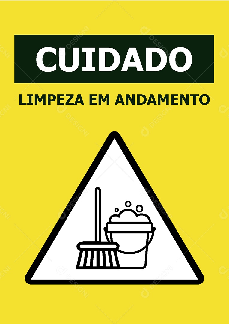 Placa de Aviso Cuidado Limpeza em Andamento Vetor EPS + AI
