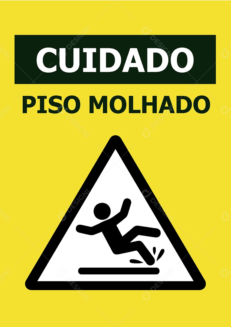 Placa de Aviso Cuidado Piso Molhado Vetor EPS + AI