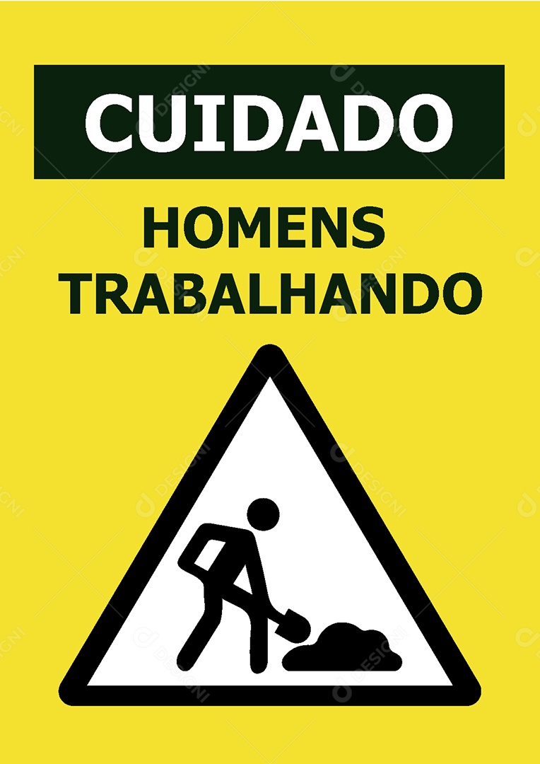 Placa de Aviso Cuidado Homens Trabalhando Vetor EPS + AI