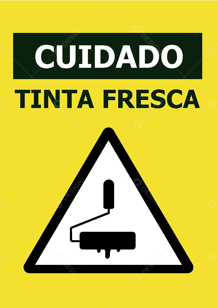 Placa de Aviso Cuidado Tinta Fresca Vetor EPS + AI