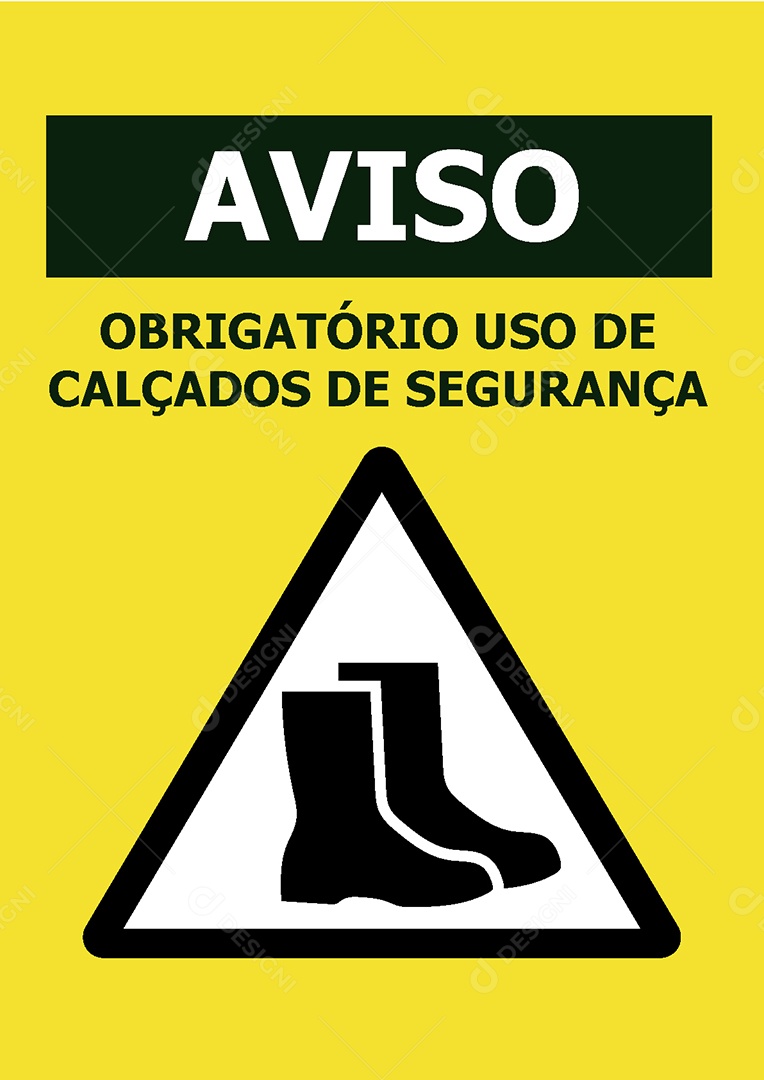 Placa de Aviso Obrigatório Uso de Calçados de Segurança Vetor EPS + AI