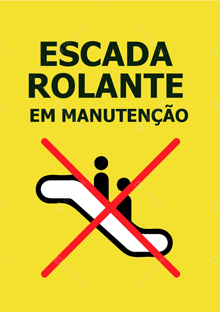 Placa de Aviso Escada Rolante em Manutenção Vetor EPS + AI
