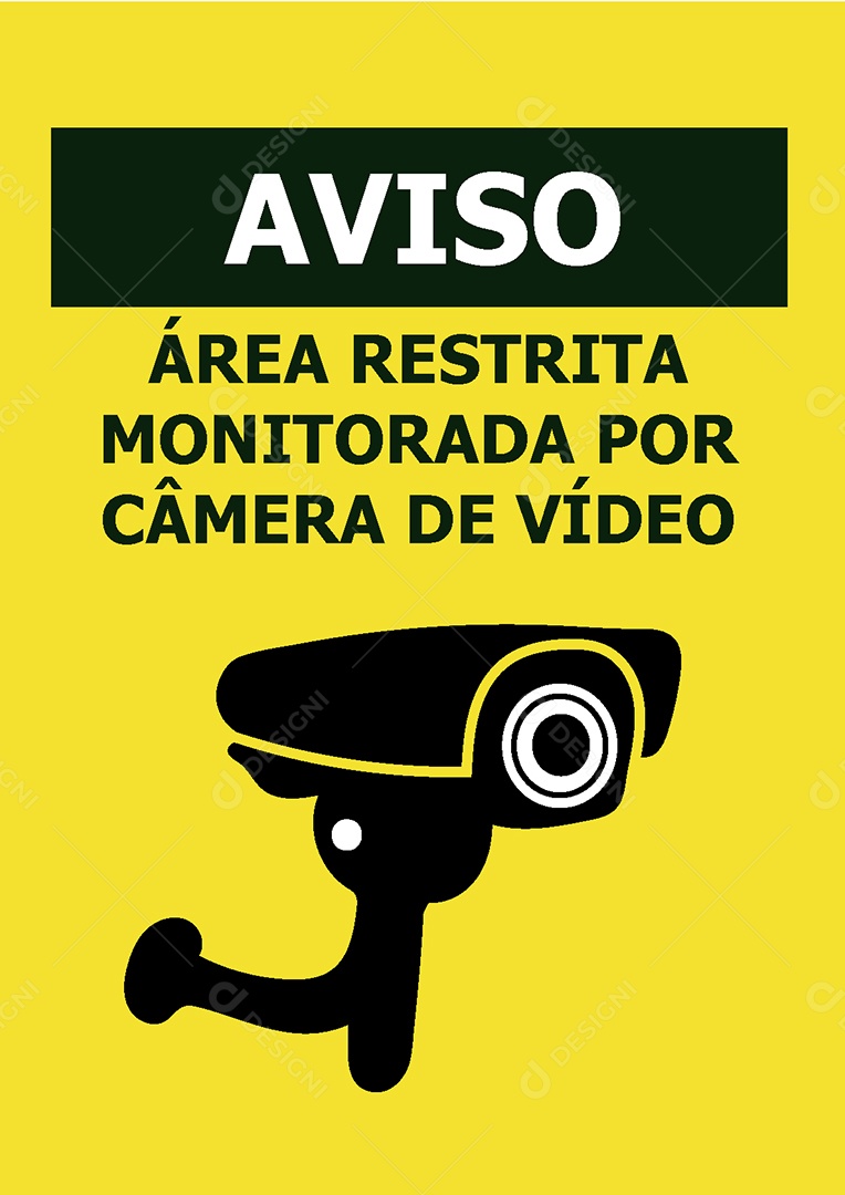 Placa de Aviso Área Restrita Monitorada por Câmeras Vetor EPS + AI