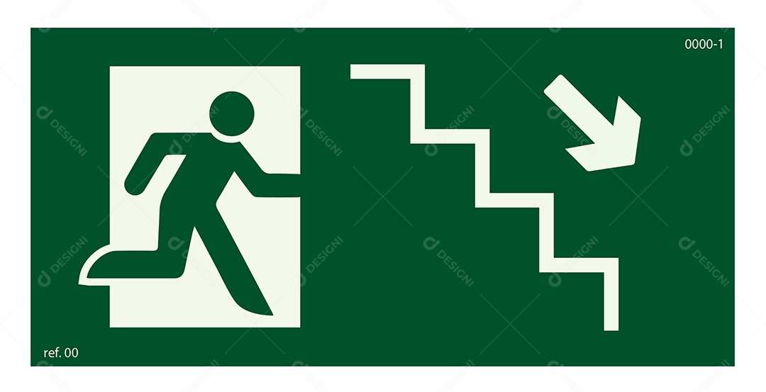 Placa de Sinalização Rota de Fuga nas Escadas Vetor EPS + AI