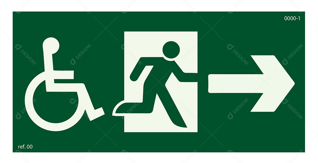 Placa de Sinalização Rota de Fuga Para PCD Vetor EPS + AI