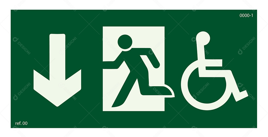 Placa de Sinalização Rota de Fuga Para PCD Vetor EPS + AI