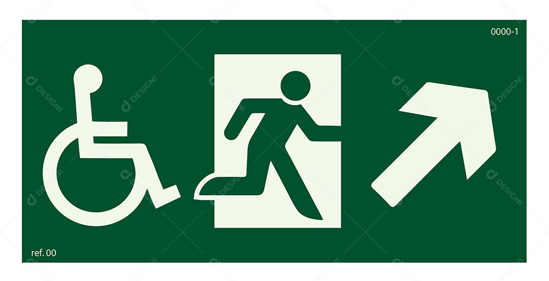 Placa de Sinalização Rota de Fuga Para PCD Vetor EPS + AI