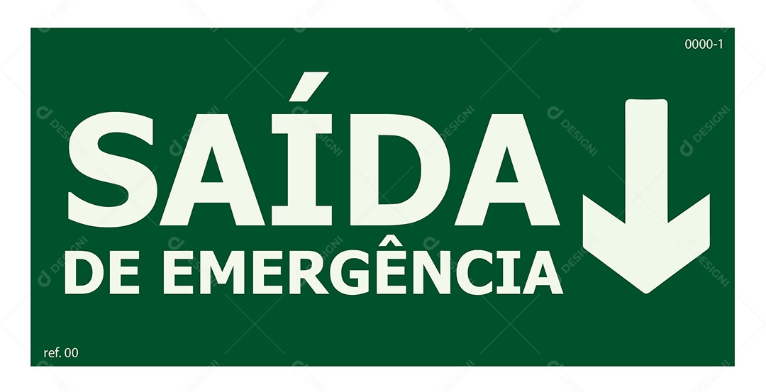 Placa de Sinalização Saída de Emergência para Baixo Vetor EPS + AI