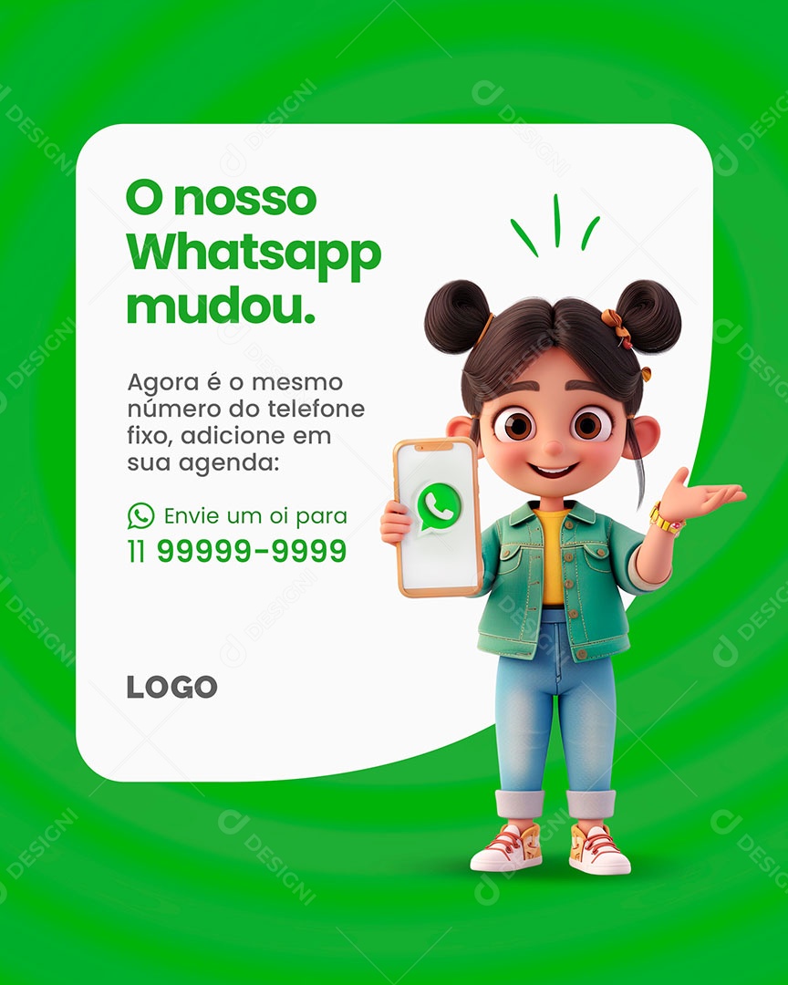 O Nosso Whatsapp Mudou Envie um Oi Social Media PSD Editável
