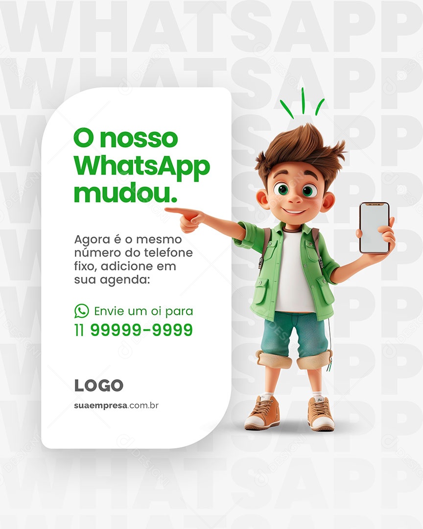 O Nosso Whatsapp Mudou Social Media PSD Editável
