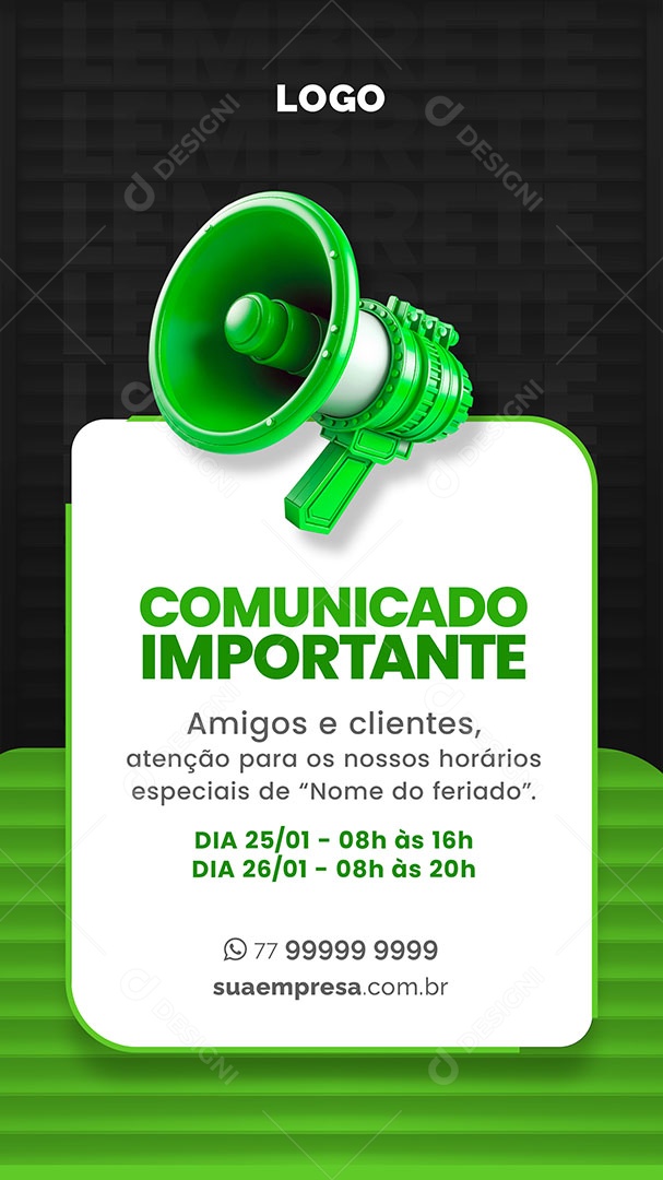 Story Comunicado Importante Amigos e Clientes Social Media  PSD Editável