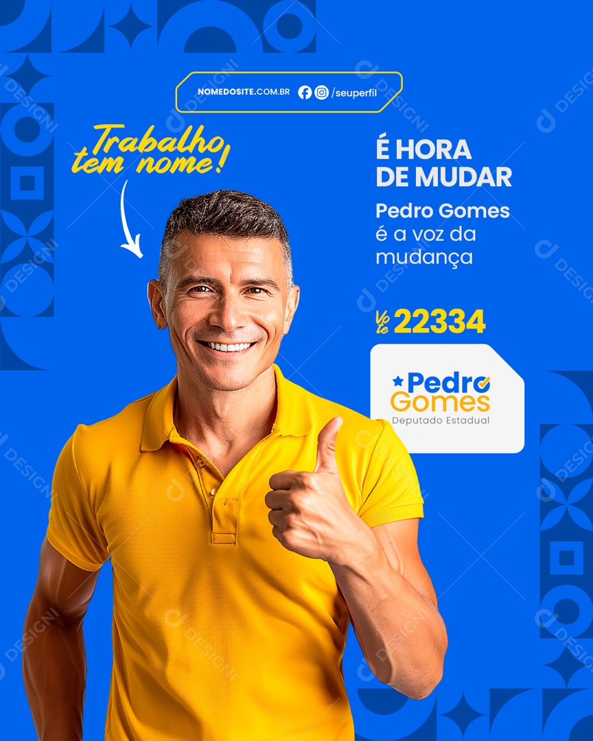 Política é Hora de Mudar Pedro Gomes Social Media PSD Editável