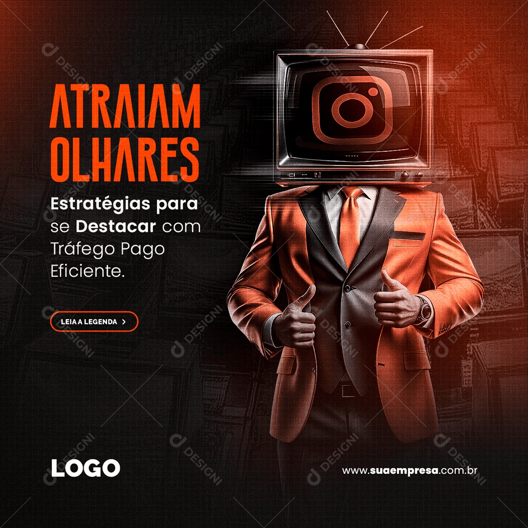 Atraiam Olhares Estratégias para Destacar com Tráfego Pago Social Media PSD Editável