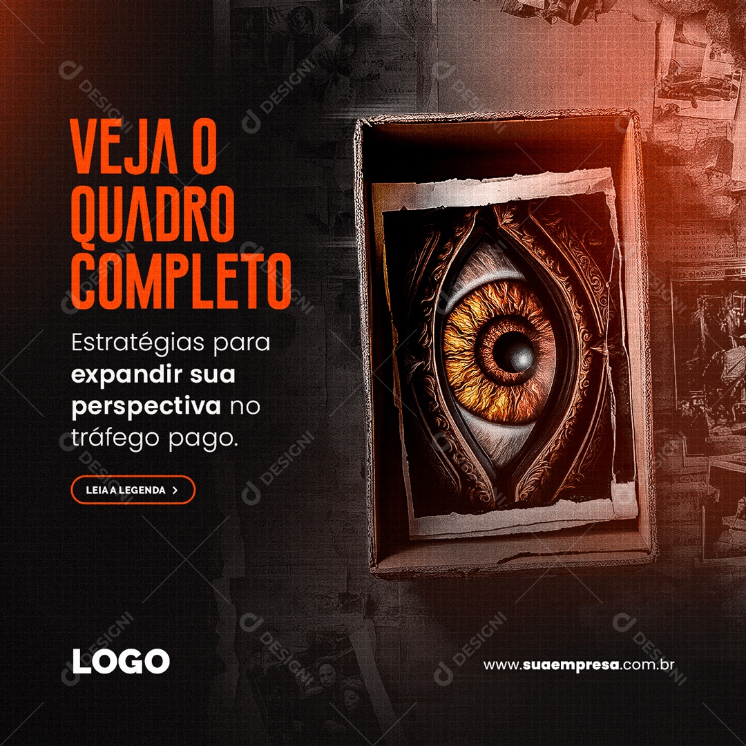 Veja o Quadro Completo Estratégias para Expandir sua Perspectiva no Tráfego Pago Social Media PSD Editável