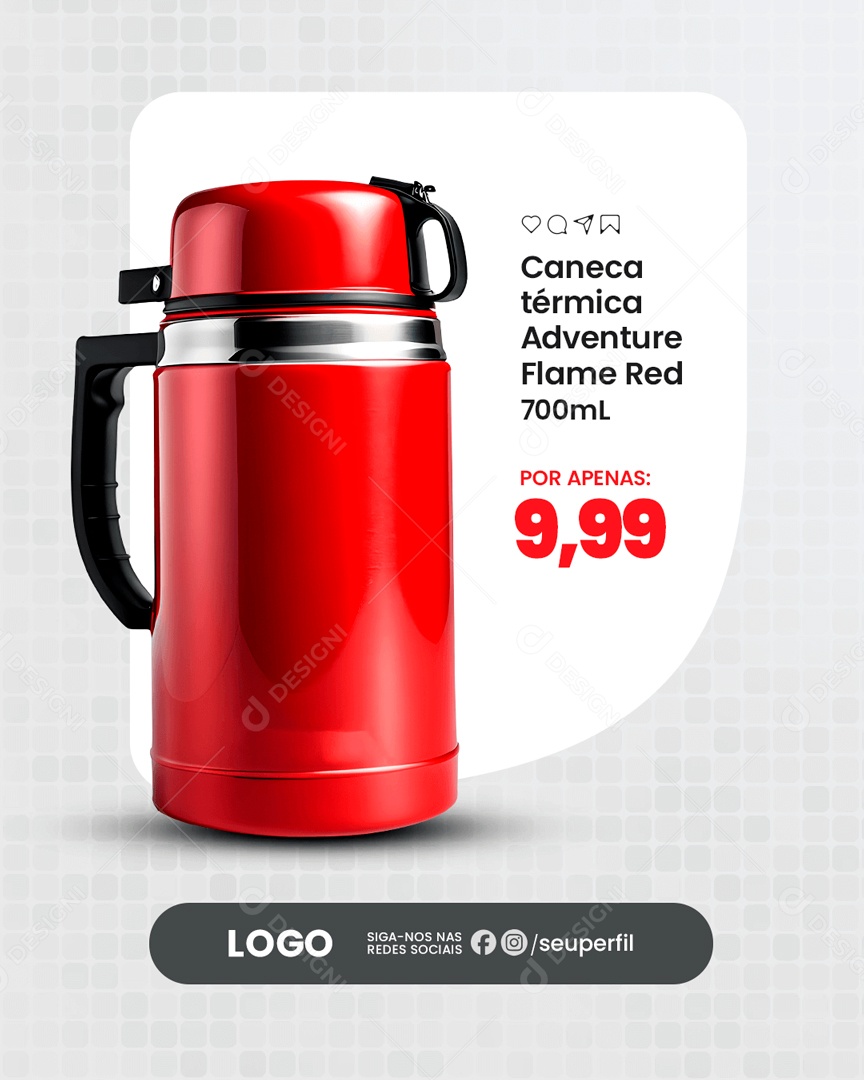 Caneca Térmica Adventure Flame Red Social Media PSD Editável