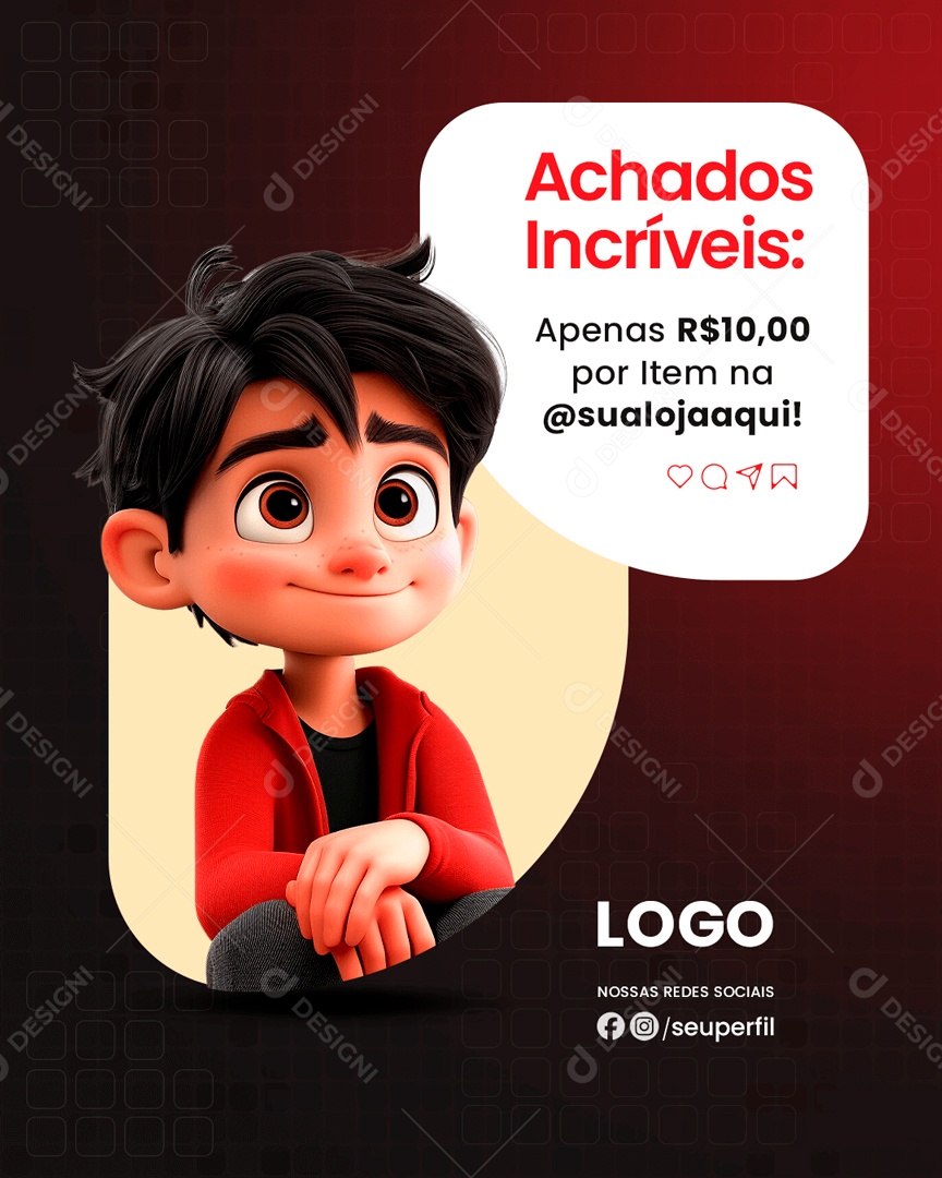 Achados Incríveis Apenas 10,00 por Item na Loja Social Media PSD Editável