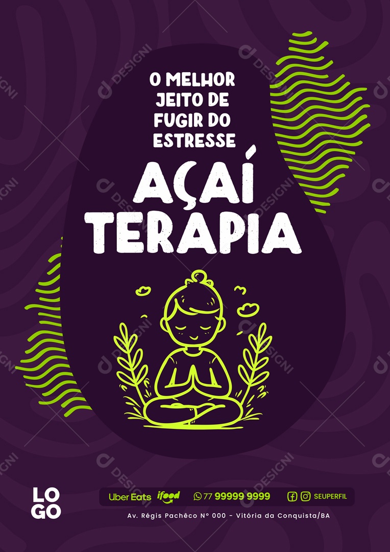 O Melhor Jeito de Fugir do Estresse Açaí Terapia Social Media PSD Editável