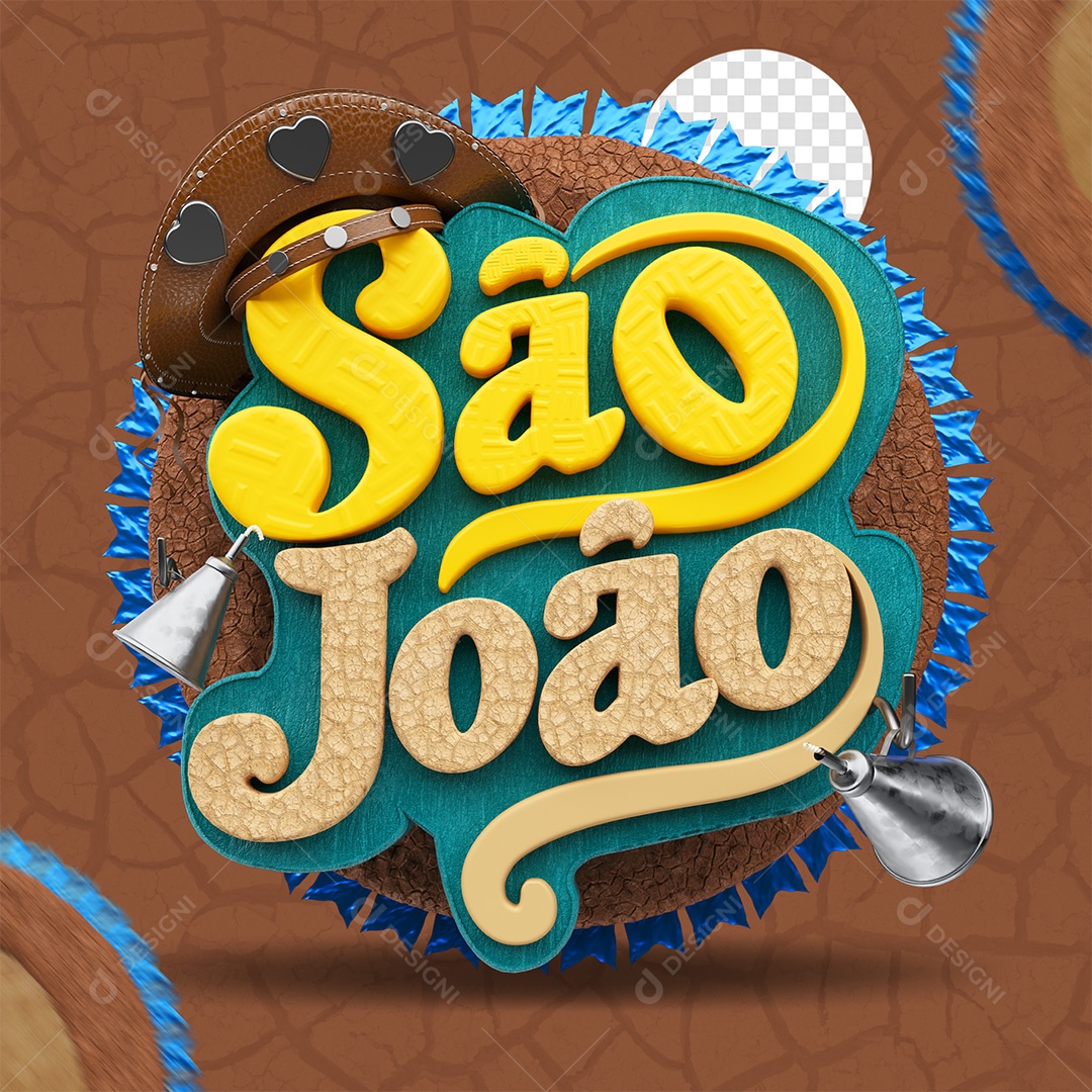 Selo 3D São João Colorido para Composição PSD