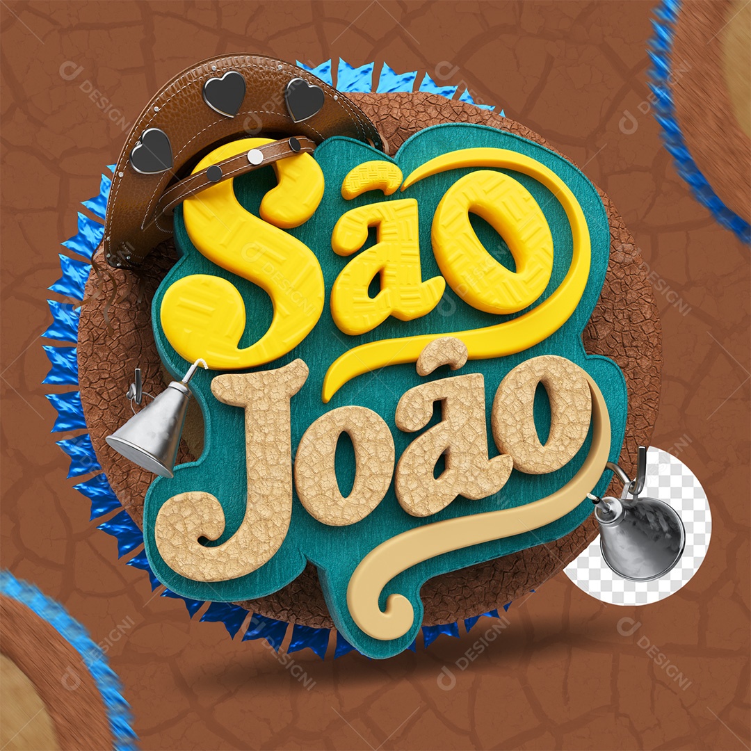 São João Selo 3D Colorido para Composição PSD