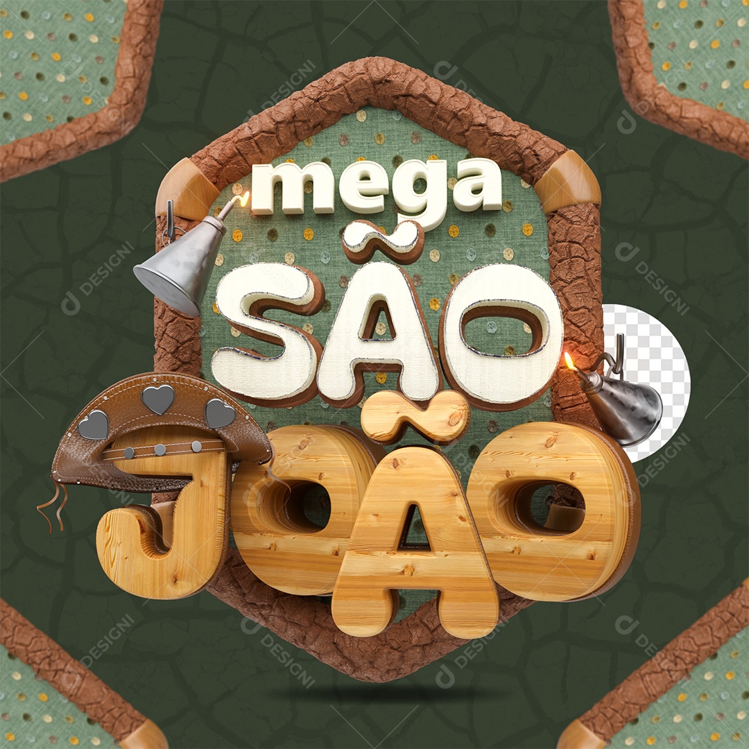 Selo Mega São João Colorido para Composição PSD