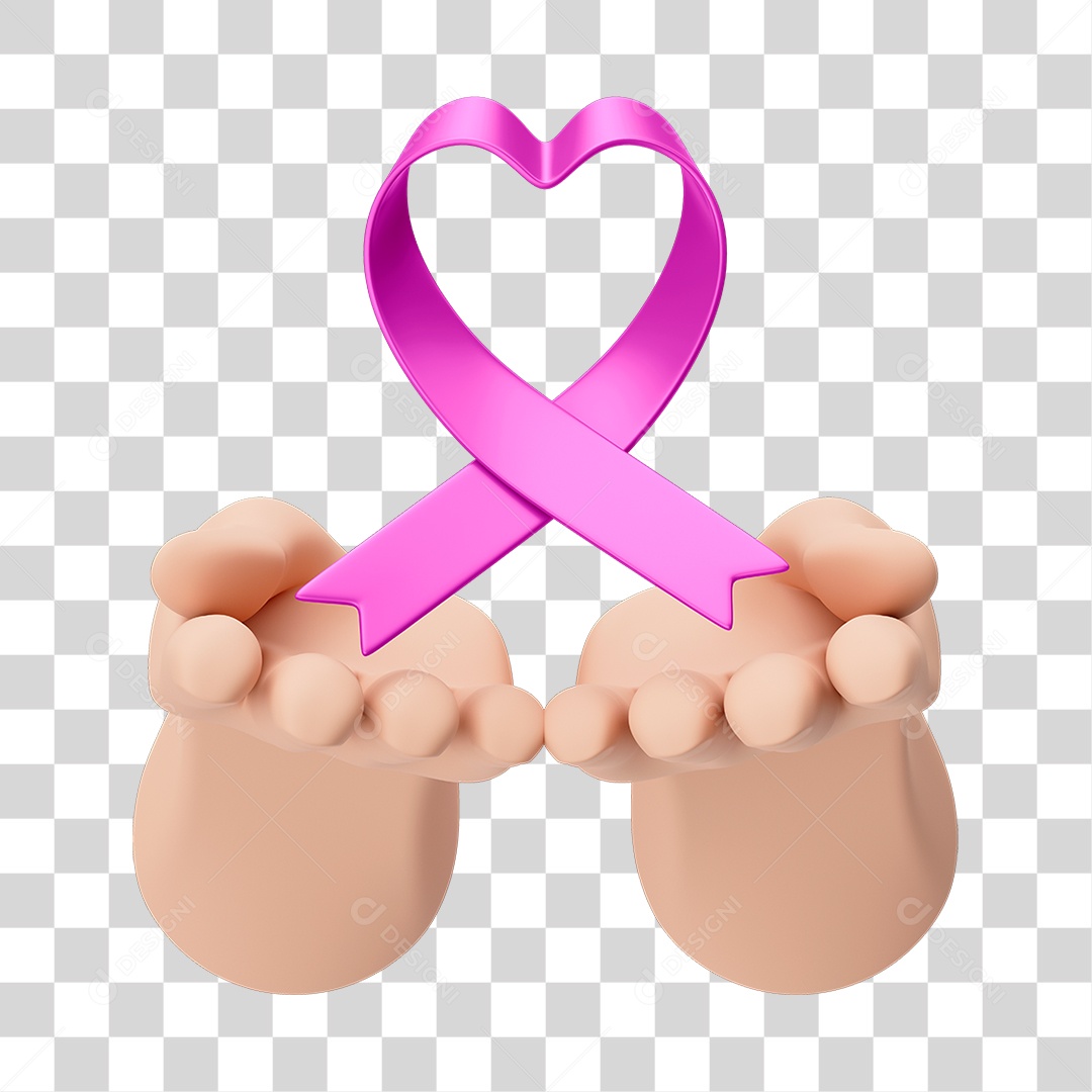 Mãos Em 3D Simbolizando Solidariedade Outubro Rosa Com Fundo Transparente