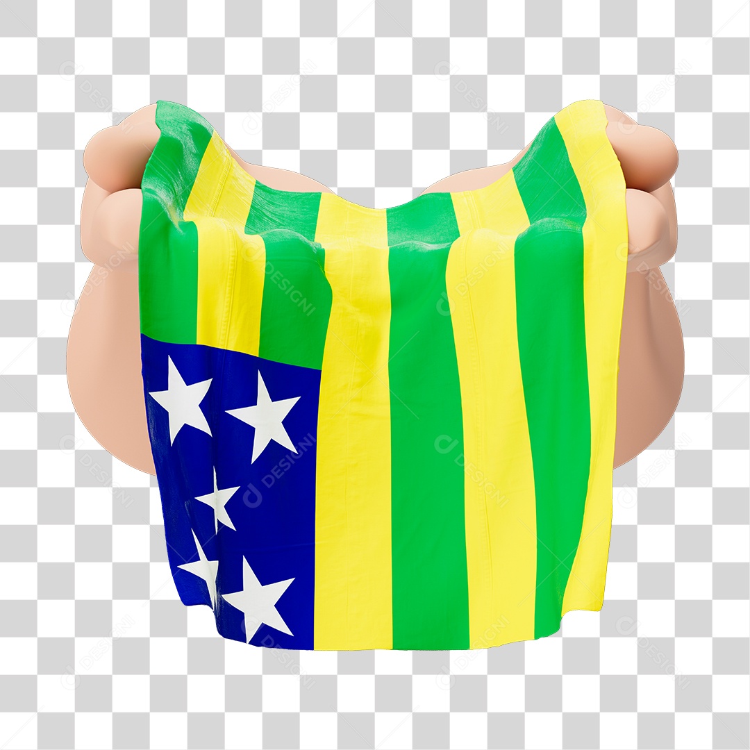 Mãos Com Bandeira do Estado de Goiás Simbolizando Solidariedade Com Fundo Transparente