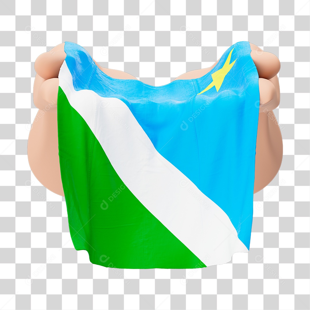 Mãos Com Bandeira do Estado de Mato Grosso do Sul Simbolizando Solidariedade Com Fundo Transparente