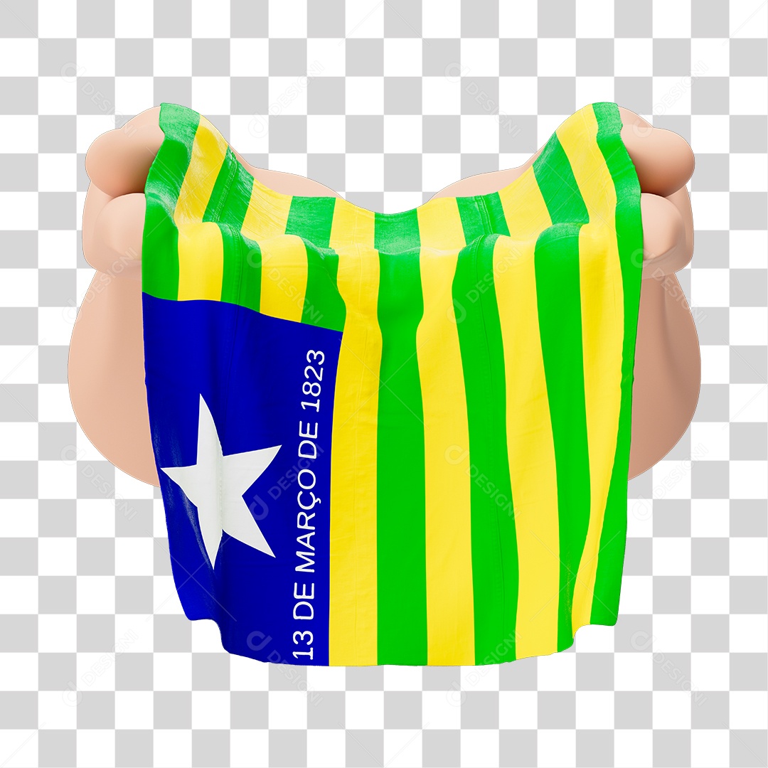 Mãos Com Bandeira do Estado de Piaui Simbolizando Solidariedade Com Fundo Transparente Copiar