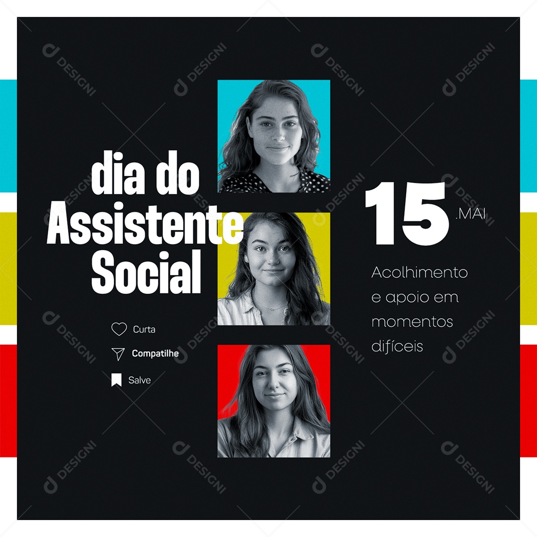 Dia do Assistente Social 15 de Maio Acolhimento e Apoio Social Media PSD Editável