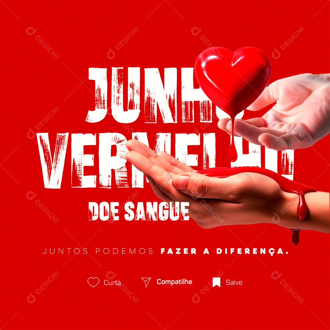 Junho Vermelho Doe Sangue Juntos Podemos Fazer a Diferença Social Media PSD Editável