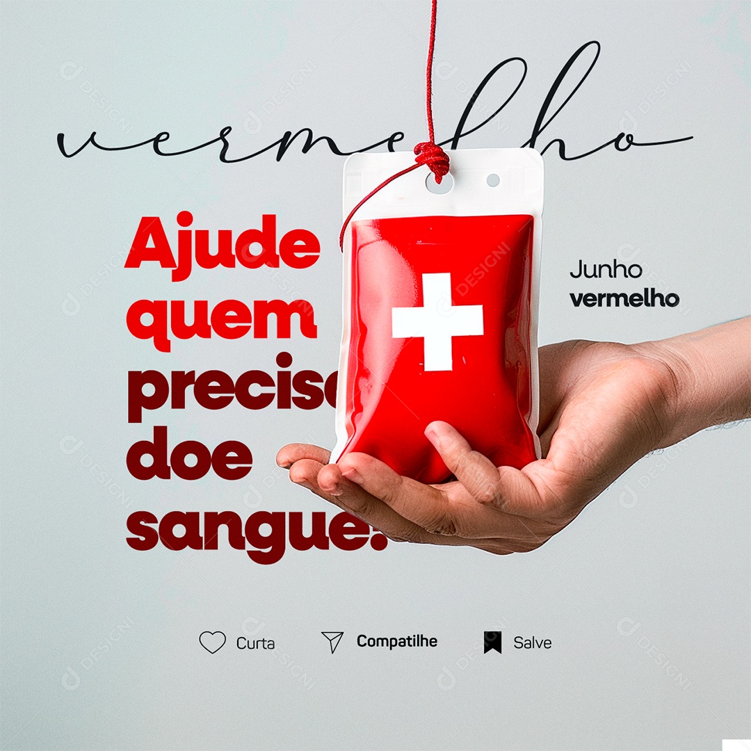 Junho Vermelho Ajude Quem Preciso Doe Sangue Social Media PSD Editável