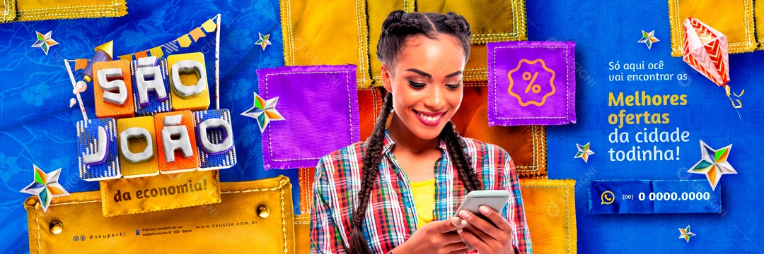 Carrossel São João só Aqui Vai Encontrar as Melhores Ofertas da Cidade Todinha Social Media PSD Editável
