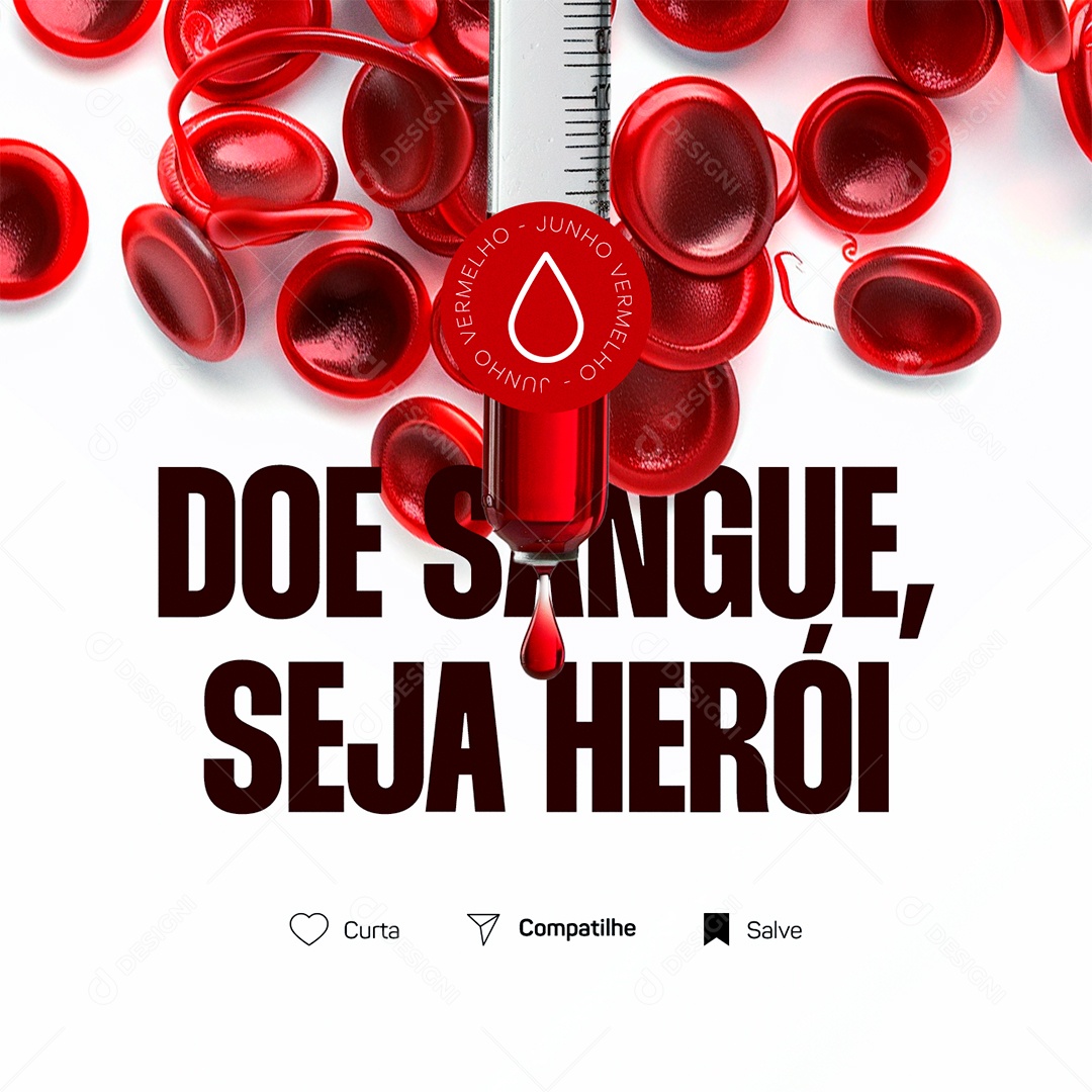 Junho Vermelho Doe Sangue Seja Herói Social Media PSD Editável