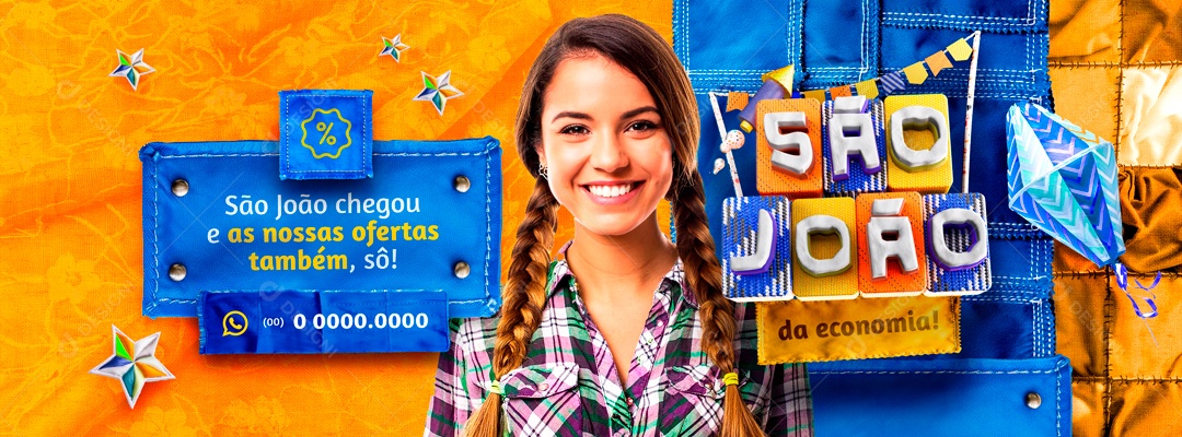 Banner São João Chegou e as nossas Ofertas Também Social Media PSD Editável
