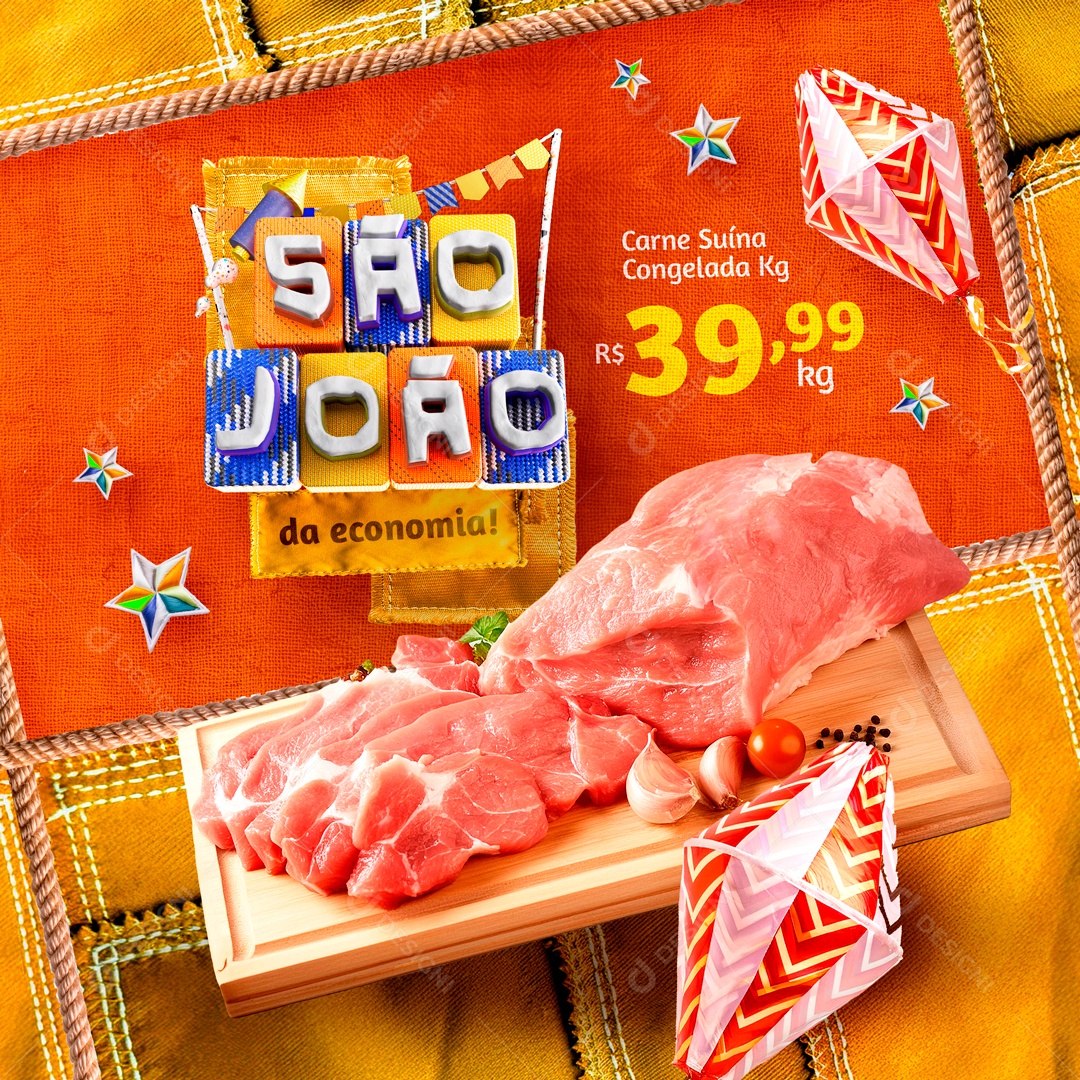 São João Carne Suína Congelada Social Media PSD Editável
