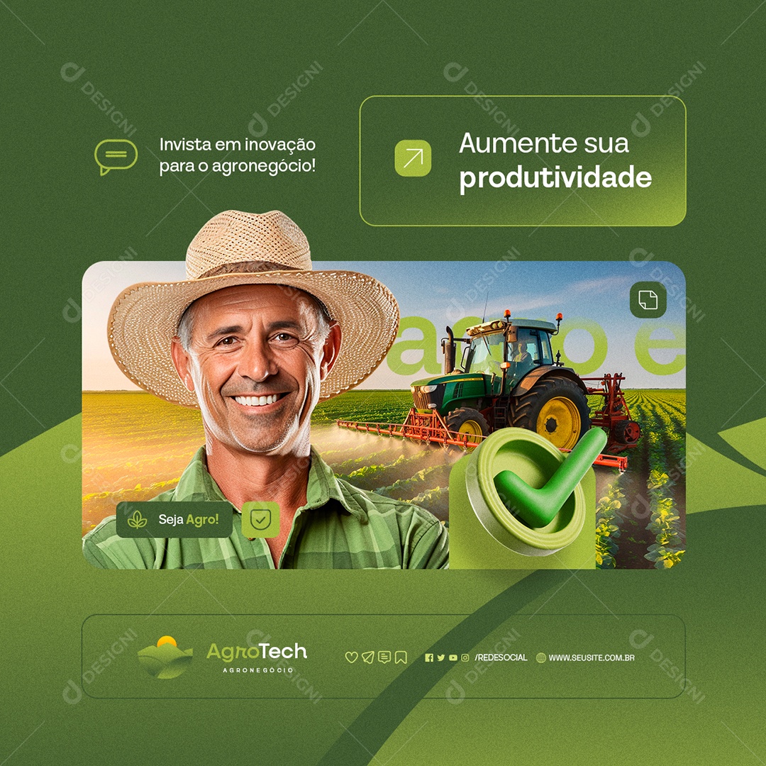 Agronegócio Agro Tech Aumente sua Produtividade Seja Agro Social Media PSD Editável