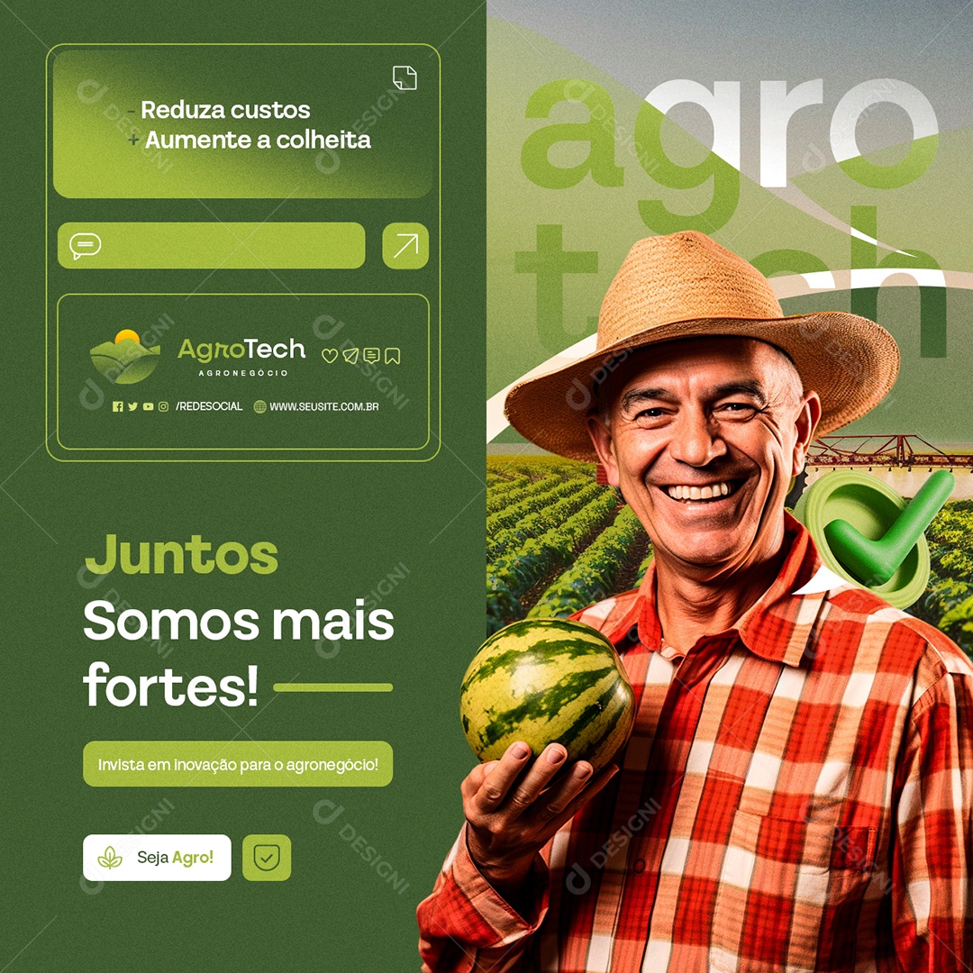 Agronegócio Agro Tech Juntos Somos mais Fortes Social Media PSD Editável