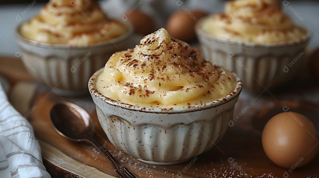 Tiramisù no copinho sobre fundo isolado